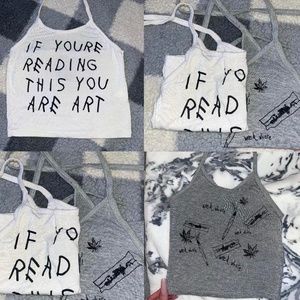 O mighty graphic halter cropped top 2 piece set / lot